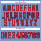Custom Light Blue Red-Navy Baseball Jersey photo 3