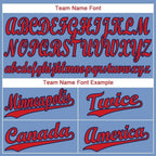 Custom Light Blue Red-Navy Baseball Jersey photo 4