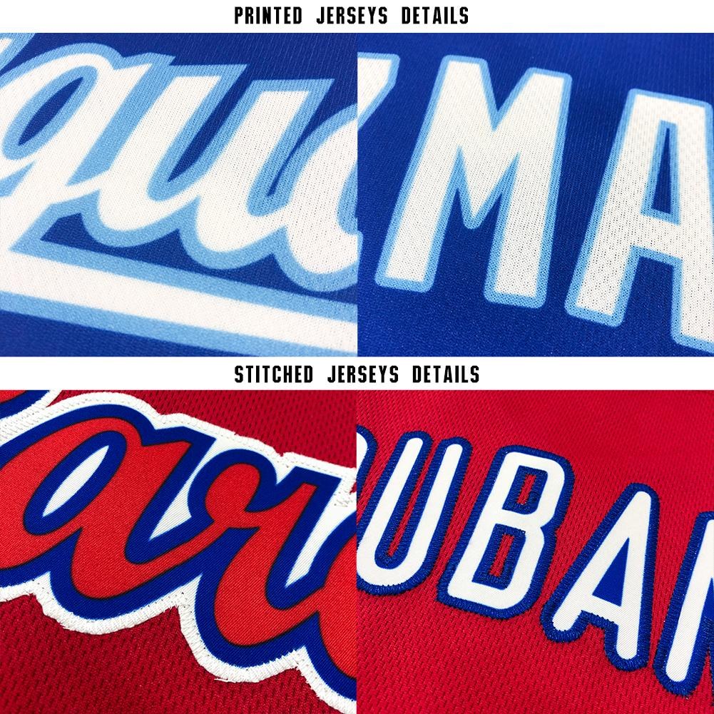 Custom Light Blue Red-Navy Baseball Jersey photo 5