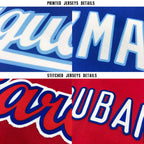 Custom Light Blue Red-Navy Baseball Jersey photo 5
