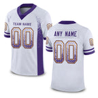 Custom White Purple-Gold Drift Fashion Football Jersey