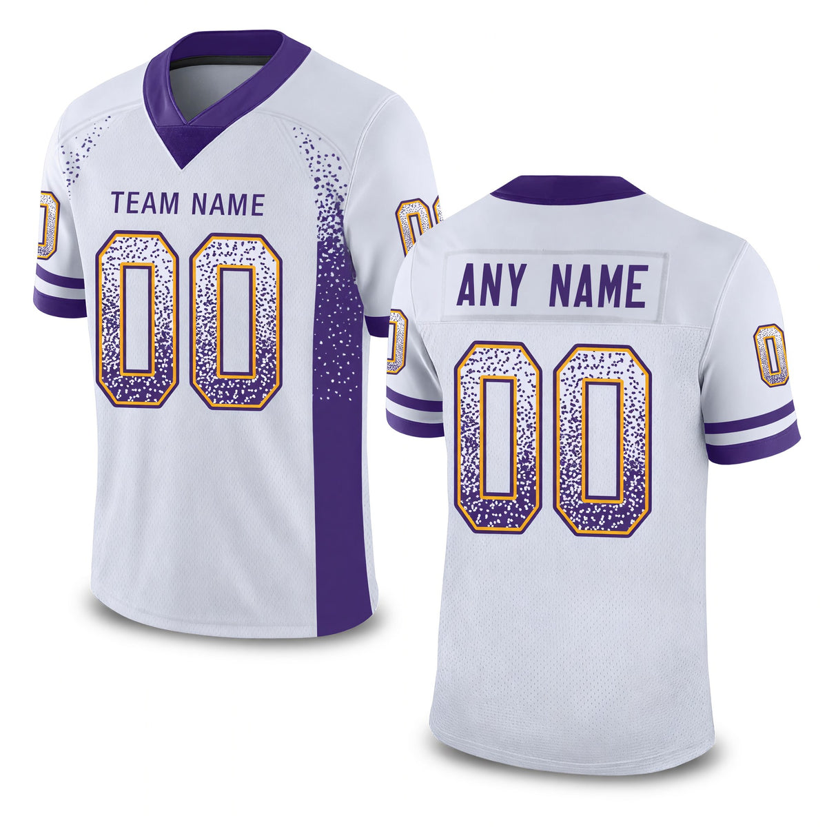 Custom White Purple-Gold Drift Fashion Football Jersey