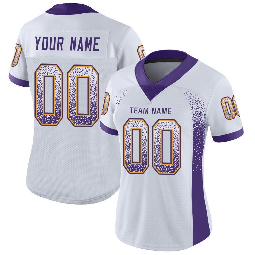 custom white purple gold mesh drift fashion football jersey minnesotap0163