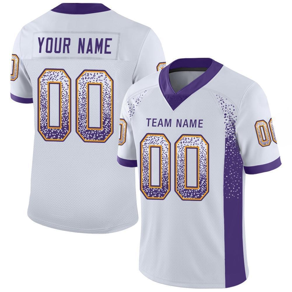 Custom White Purple-Gold Drift Fashion Football Jersey photo 1