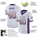 Custom White Purple-Gold Drift Fashion Football Jersey photo 2