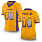 Custom Gold Purple-White Drift Fashion Football Jersey