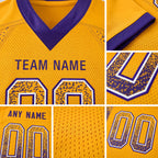 Custom Gold Purple-White Drift Fashion Football Jersey detail