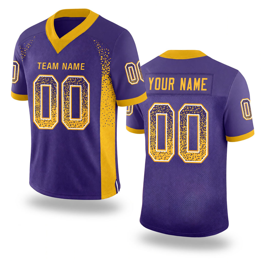 Custom Purple Gold-White Drift Fashion Football Jersey