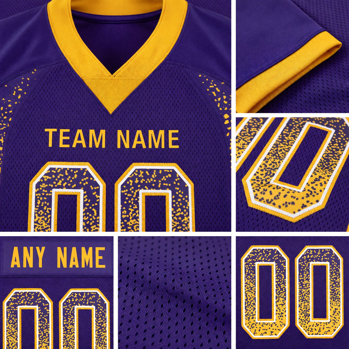 Custom Purple Gold-White Drift Fashion Football Jersey detail