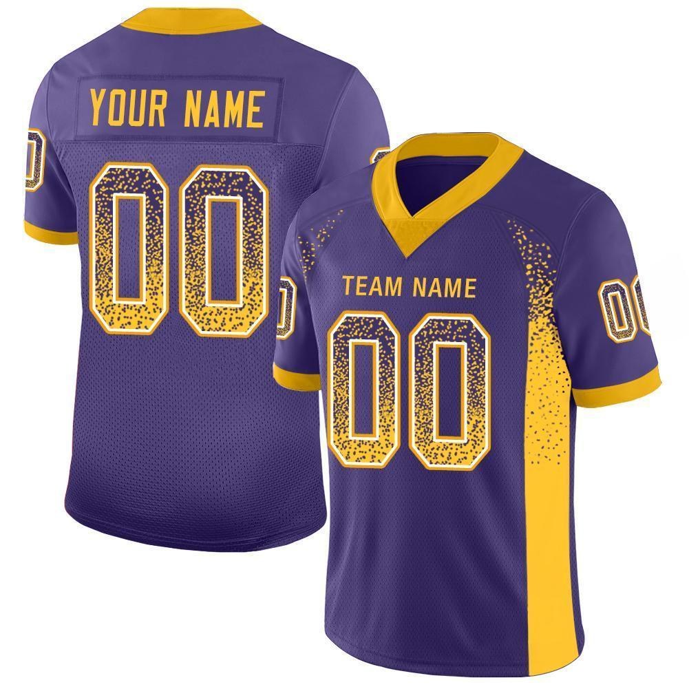 Custom Purple Gold-White Drift Fashion Football Jersey photo 1
