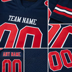 Custom Navy Red-White Mesh Authentic Football Jersey detail
