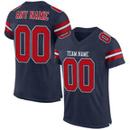 Custom Navy Red-White Mesh Authentic Football Jersey photo 1