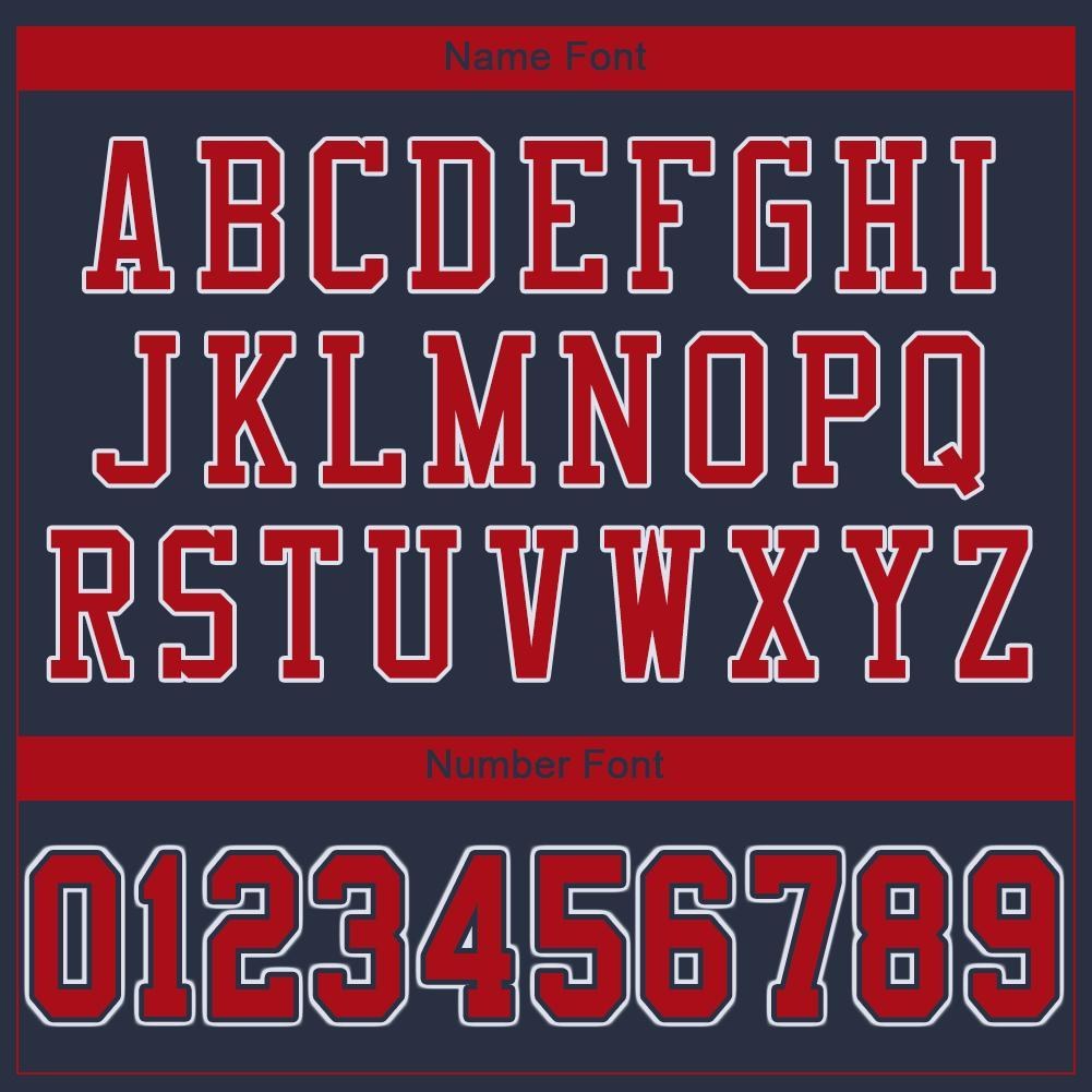 Custom Navy Red-White Mesh Authentic Football Jersey photo 4