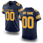 Custom Navy Gold-White Mesh Authentic Football Jersey