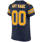 Custom Navy Gold-White Mesh Authentic Football Jersey photo 3