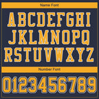 Custom Navy Gold-White Mesh Authentic Football Jersey photo 4