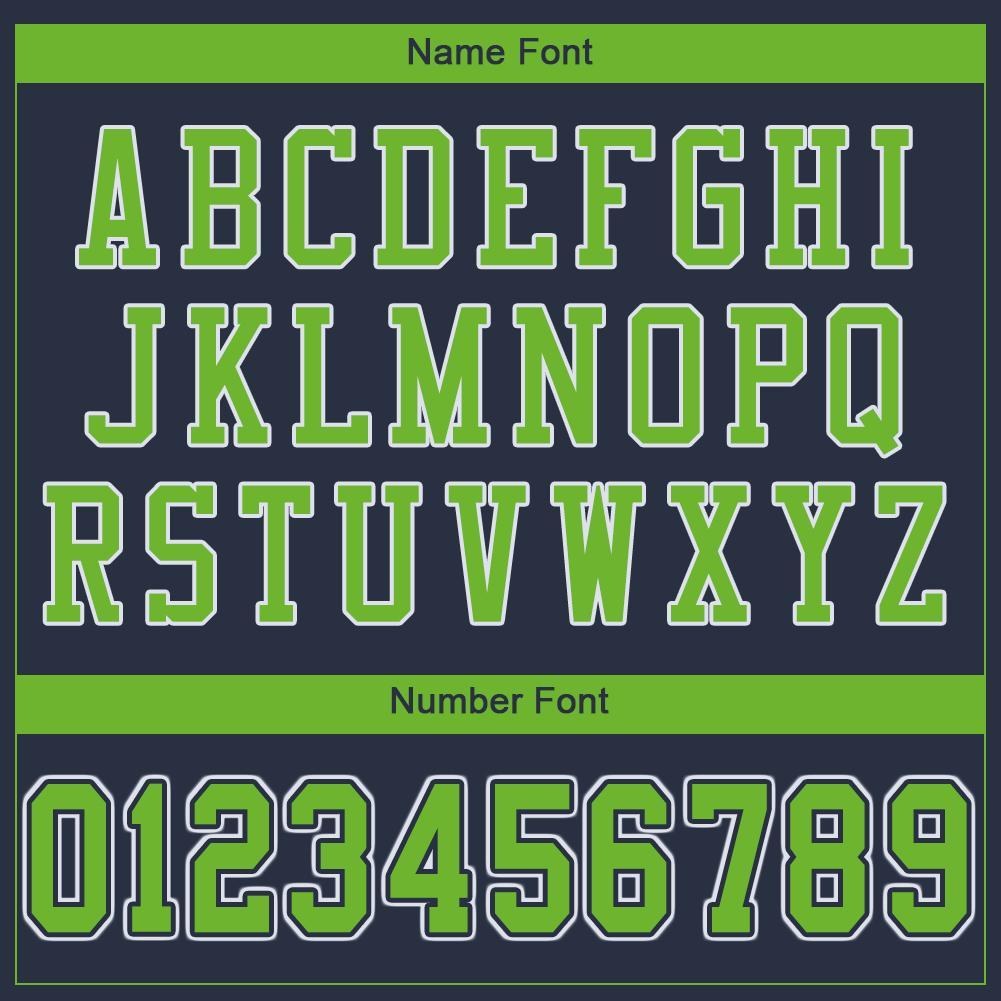 Custom Navy Neon Green-White Mesh Authentic Football Jersey photo 4