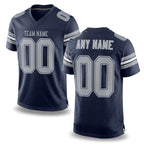 Custom Navy Gray-White Mesh Authentic Football Jersey