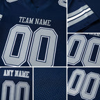Custom Navy Gray-White Mesh Authentic Football Jersey detail
