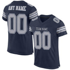 Custom Navy Gray-White Mesh Authentic Football Jersey photo 1