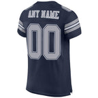 Custom Navy Gray-White Mesh Authentic Football Jersey photo 3