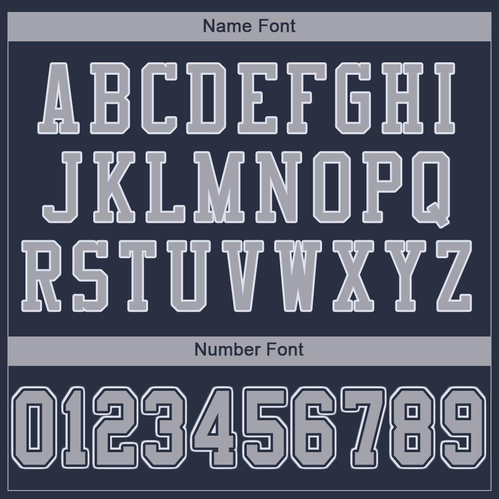 Custom Navy Gray-White Mesh Authentic Football Jersey photo 4