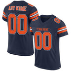 Custom Navy Orange-White Mesh Authentic Football Jersey photo 1