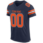 Custom Navy Orange-White Mesh Authentic Football Jersey photo 2