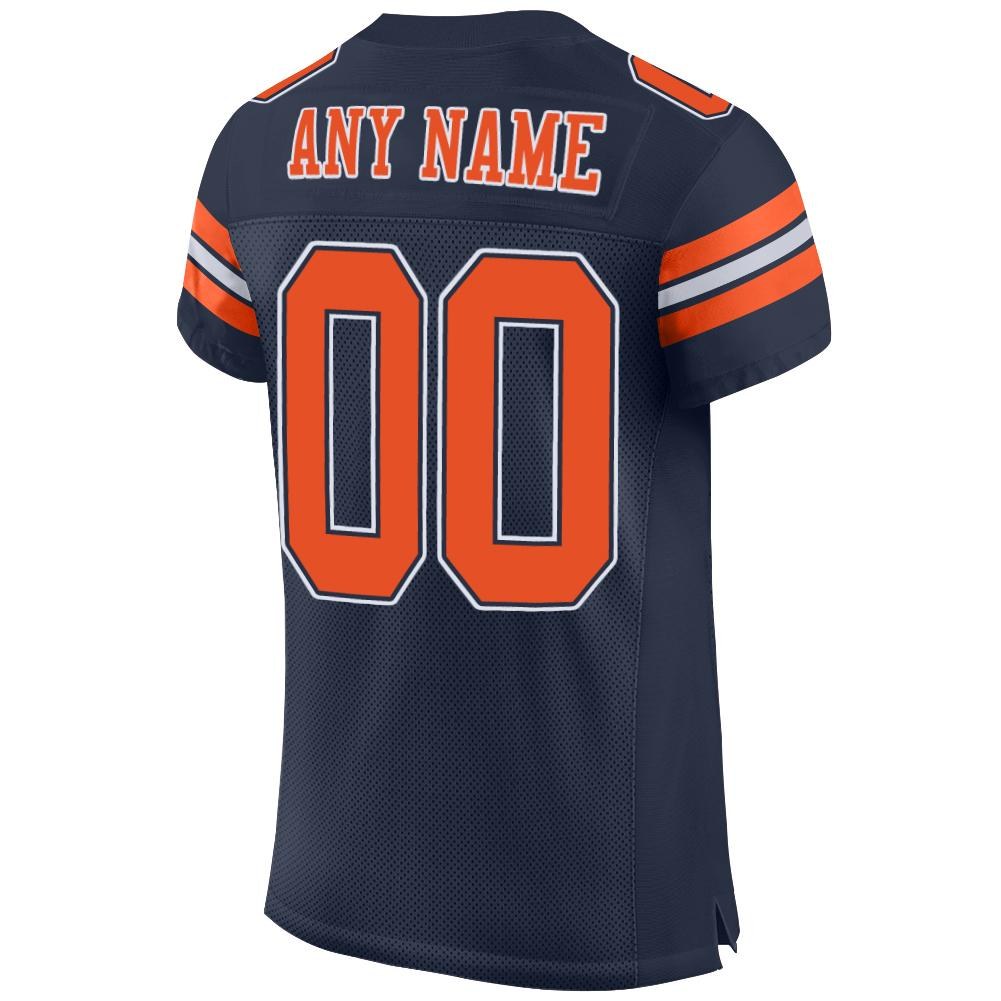 Custom Navy Orange-White Mesh Authentic Football Jersey photo 3