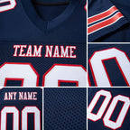 Custom Navy White-Red Mesh Authentic Football Jersey detail