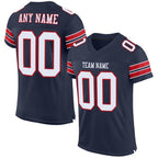 Custom Navy White-Red Mesh Authentic Football Jersey photo 1