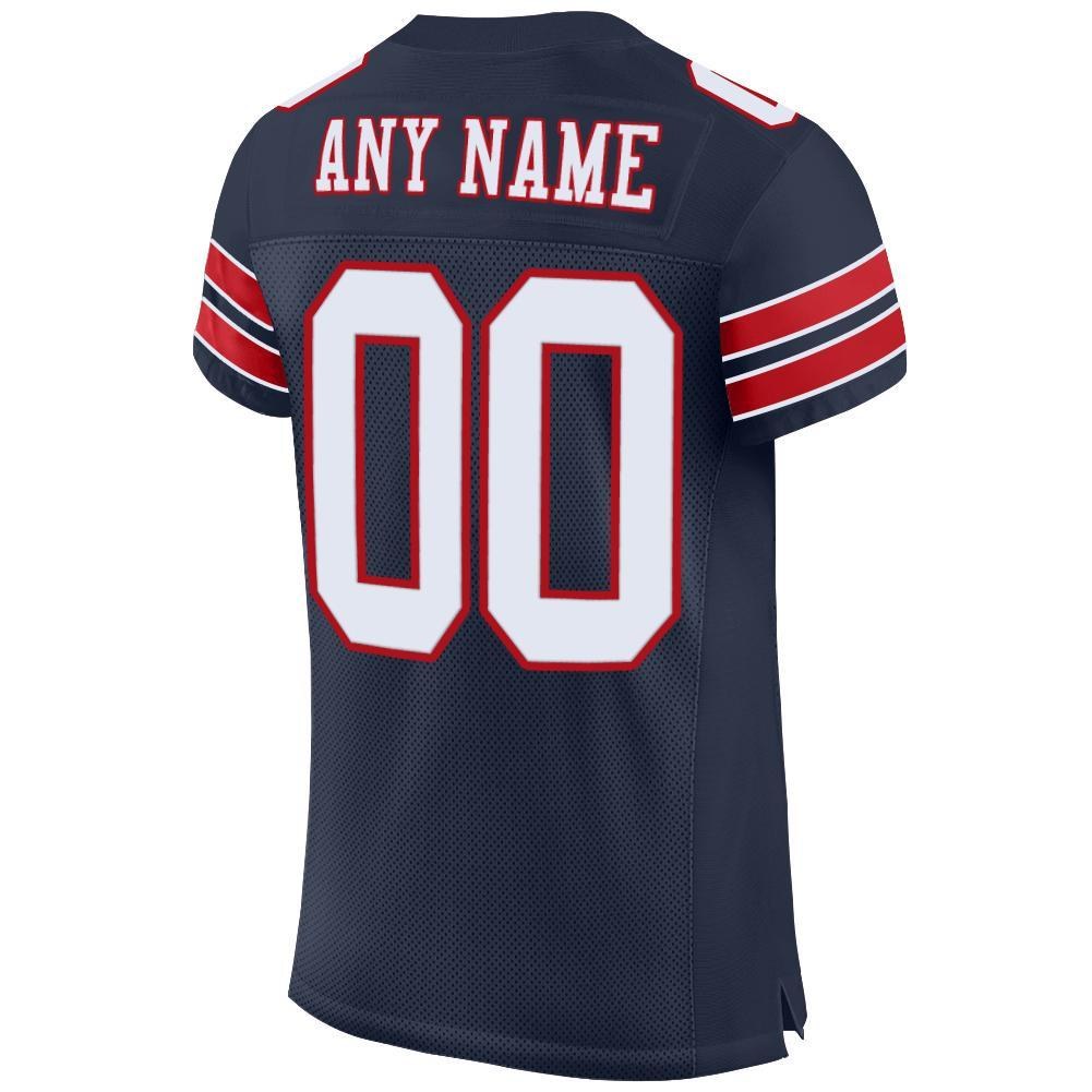 Custom Navy White-Red Mesh Authentic Football Jersey photo 3