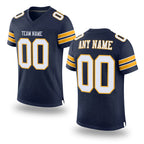Custom Navy White-Gold Mesh Authentic Football Jersey