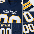 Custom Navy White-Gold Mesh Authentic Football Jersey detail