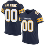 Custom Navy White-Gold Mesh Authentic Football Jersey photo 1