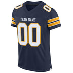 Custom Navy White-Gold Mesh Authentic Football Jersey photo 3