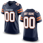 Custom Navy White-Orange Mesh Authentic Football Jersey