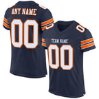 Custom Navy White-Orange Mesh Authentic Football Jersey photo 1