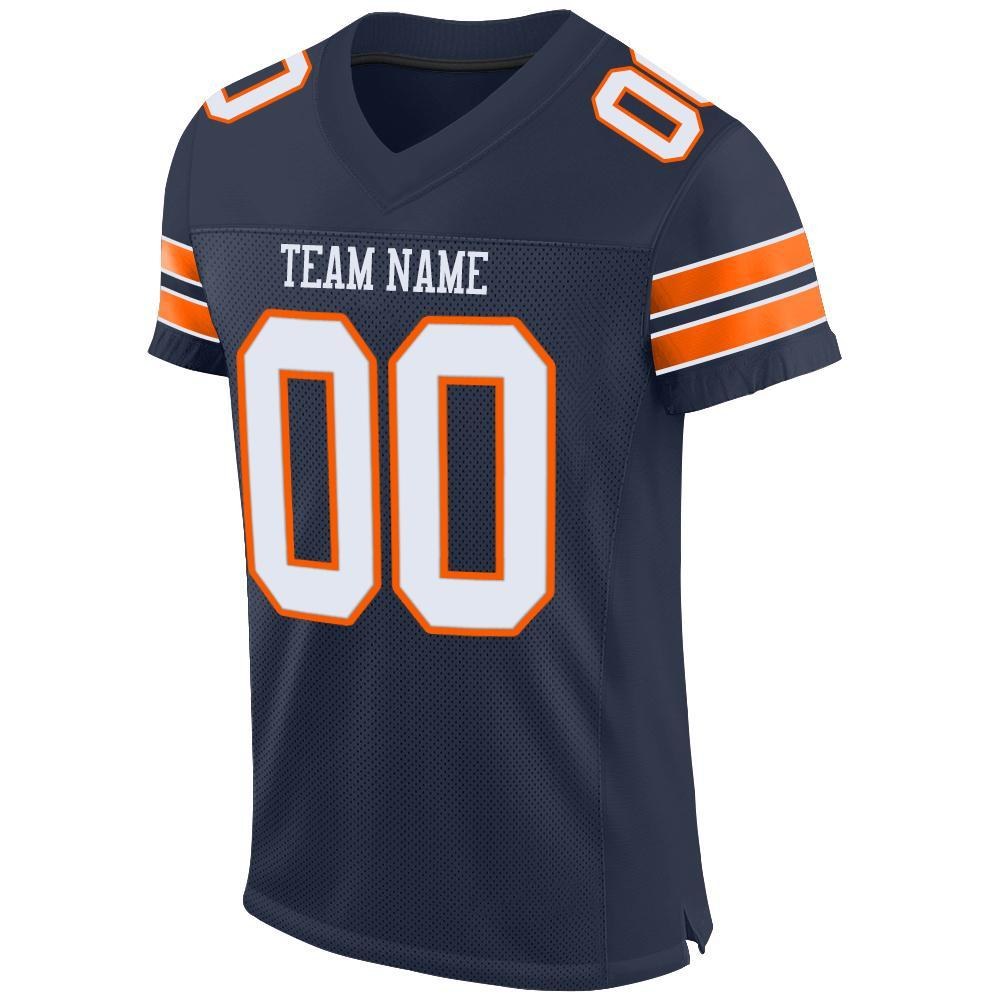 Custom Navy White-Orange Mesh Authentic Football Jersey photo 2