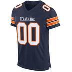 Custom Navy White-Orange Mesh Authentic Football Jersey photo 2