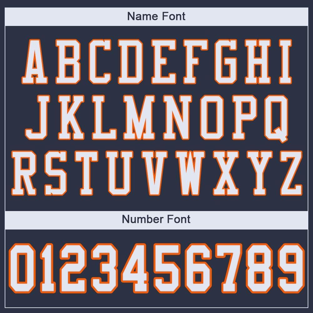 Custom Navy White-Orange Mesh Authentic Football Jersey photo 4