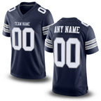 Custom Navy White-Light Gray Mesh Authentic Football Jersey
