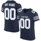 Custom Navy White-Light Gray Mesh Authentic Football Jersey photo 1