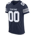 Custom Navy White-Light Gray Mesh Authentic Football Jersey photo 2