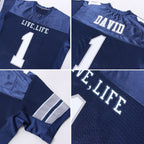 Custom Navy White-Light Gray Mesh Authentic Football Jersey photo 5