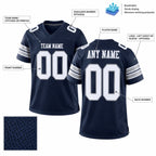 Custom Navy Mesh Authentic Football Jersey with White and Light Gray Lettering Design 0015 customization guide