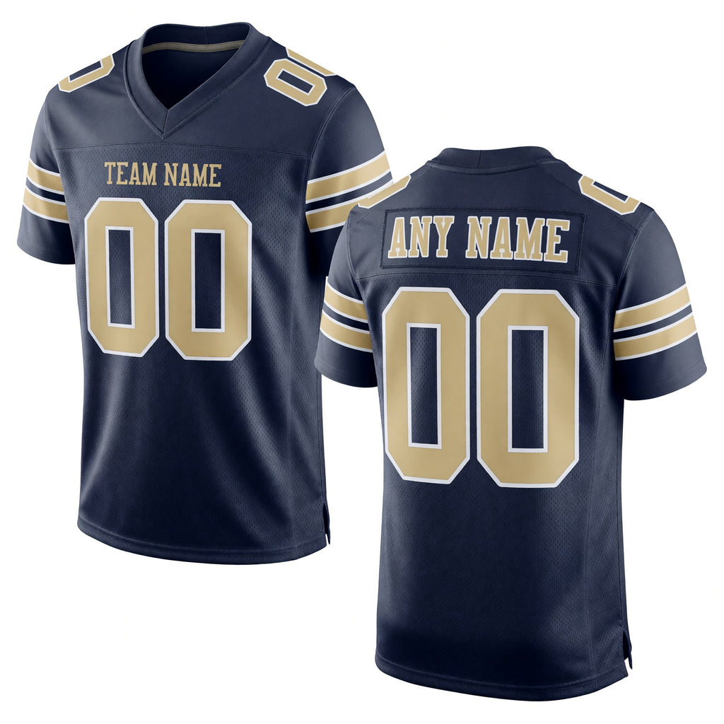 Custom Navy Vegas Gold-White Mesh Authentic Football Jersey