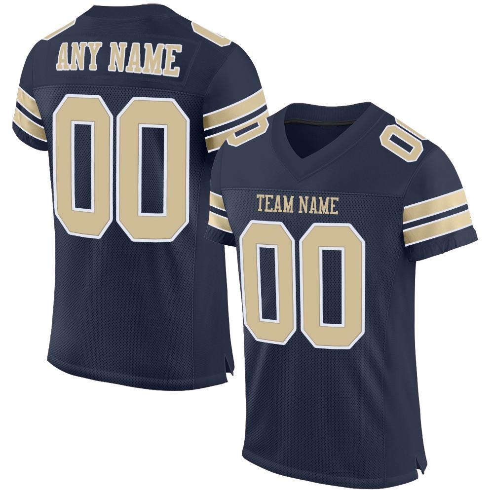 Custom Navy Vegas Gold-White Mesh Authentic Football Jersey photo 1