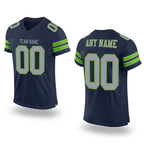 Custom Navy Light Gray-Neon Green Mesh Authentic Football Jersey