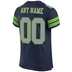 Custom Navy Light Gray-Neon Green Mesh Authentic Football Jersey photo 3